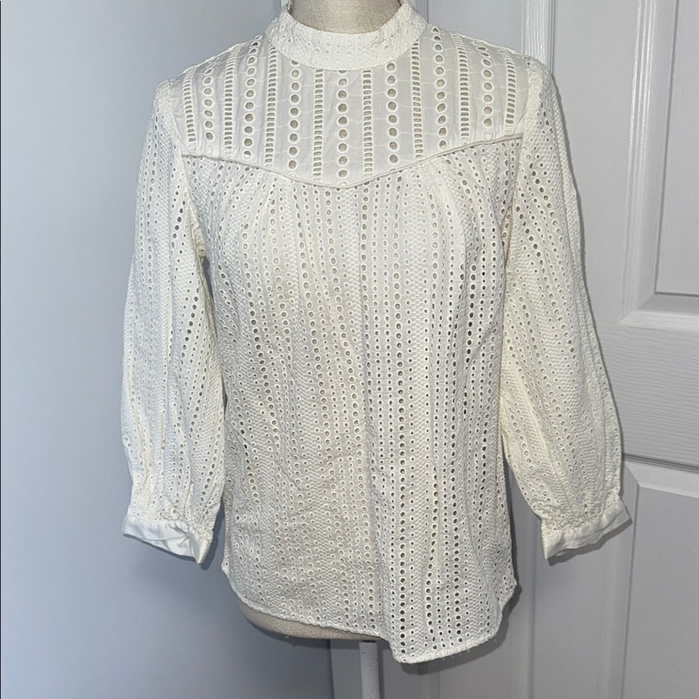 Banana Republic White Eyelet Blouse